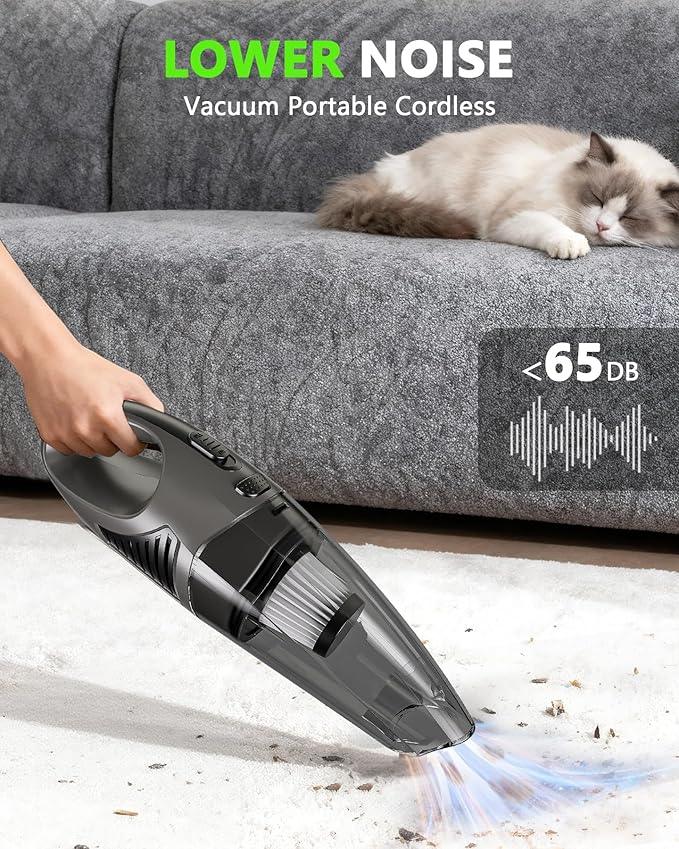 Handheld Vacuum Cordless, 11KPA Strong Suction & 25 Mins Runtime Brushless Motor, Rechargeable Car Vacuum Cleaner with 2 HEPA Filter/Multi-Accessories/Lightweight, for Home/Car/Office Cleaning - NeatNest