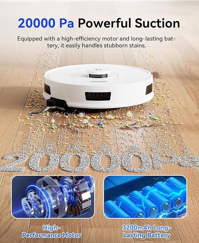 Redroad Robot Vacuum Cleaner 20,000 Pa Robot Vacuum and Mop,90 Day Self Emptying Vacuum Robot,Lidar Navigation,5G/2.4GWiFi APP Aspirateur Robot,Self-Charging Robot Vacuums for Pet,Floor,Carpet - NeatNest
