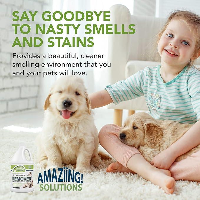 Pet Stain and Odor Remover - Enzyme Cleaner, Pet Urine Odor Eliminator Refill - Floor & Carpet Cleaner, Pet Deodorizers For Home, Fabric Freshener W/Fresh, Clean Scent, 1 Gallon - NeatNest