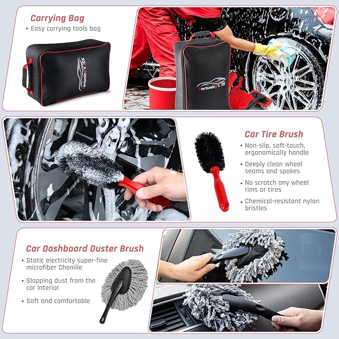 43PCS Car Detailing Kit Interior Cleaner, Auto Detailing Kit, Car Vacuum Car Interior Detailing Kit, Car Wash Kit with Bucket Detailing Brush Set Car Accessories for Motorcycle, Cars, Bikes, Wheels - NeatNest