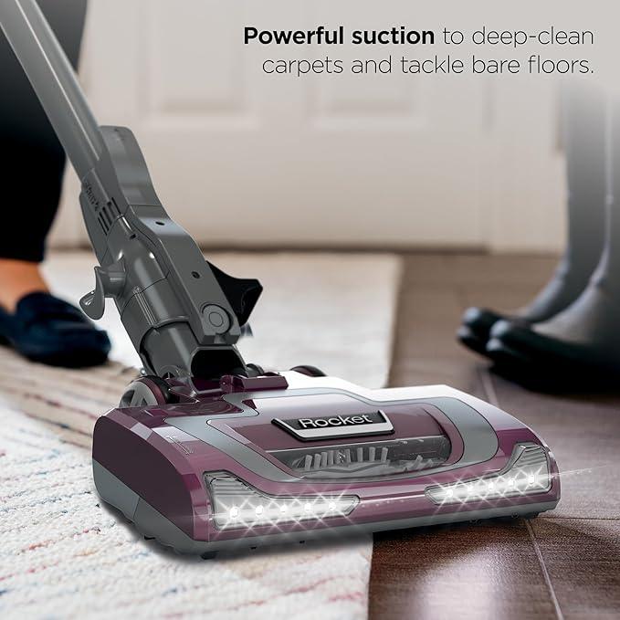 Shark HV322 Rocket Pet Plus Corded Stick Vacuum with LED Headlights, XL Dust Cup, Lightweight, Perfect for Pet Hair Pickup, Converts to a Hand Vacuum, with (2) Pet Attachments, Bordeaux/Silver - NeatNest