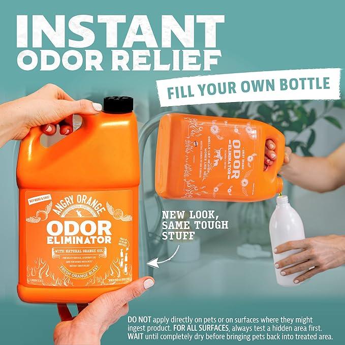 Angry Orange Pet Odor Eliminator for Dog and Cat Urine, Carpet Stains, and Strong Smells – Citrus Cleaner with Natural Orange Oil – 1 Gallon - NeatNest