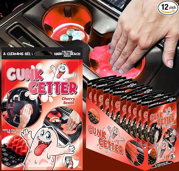 Gunk Getter, Cleaning Gel for Those Hard to Reach Places, Automotive Cup Holder Electronic Keyboard Office, Slime Gel Cleaner Dust Crumb Removal (Cherry, 12 Pack) - NeatNest
