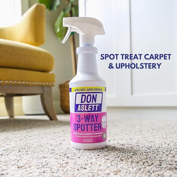Don Aslett 3-Way Spotter (1 Liter Bottle, Pack of 2) Stain Remover, Odor Eliminator, Carpet Protector | Ready-to-use Rug Deodorizer and Spots Cleaner | Remove Carpet Stains with Enzymes - NeatNest