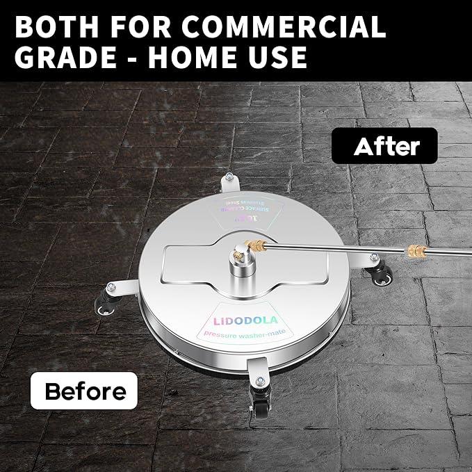 16.5" Pressure Washer Surface Cleaner with 4 Wheels - Stainless Steel Surface Cleaner for Pressure Washer Attachment for Concrete, Driveway, Patio, Sidewalk, Deck and Daily Washing - PWS16.5 - NeatNest