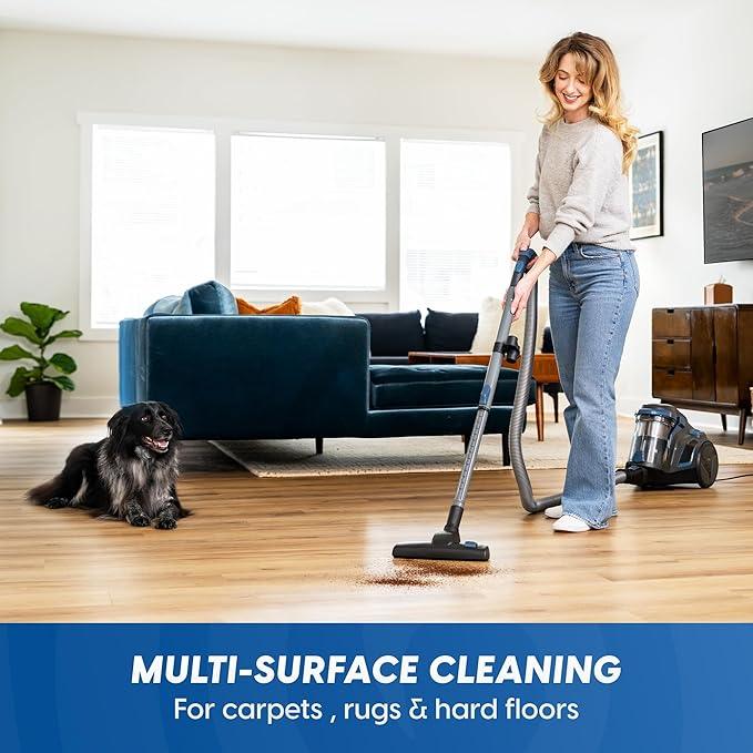 Vacmaster CC0501 Ultra Silent Bagless Canister Vacuum Powerful Cleaner with HEPA Filtration, One-Touch Release Dust Cup, Built-in Dust Tool & Retractable Cord for Low-Pile Carpet and Hard Floor - NeatNest