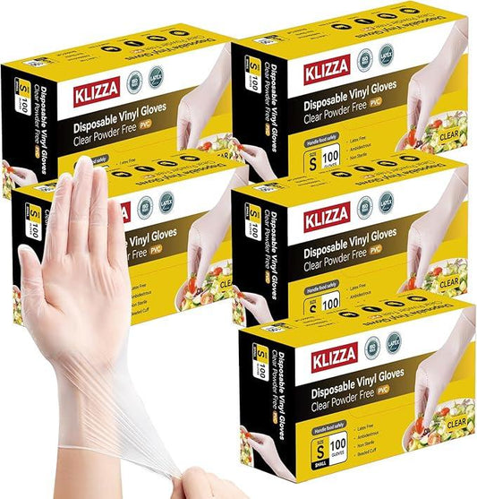 Disposable Vinyl Gloves Clear, Latex & Powder Free, Food Grade Safe for Food Prep Kitchen Cooking Cleaning Salon - NeatNest