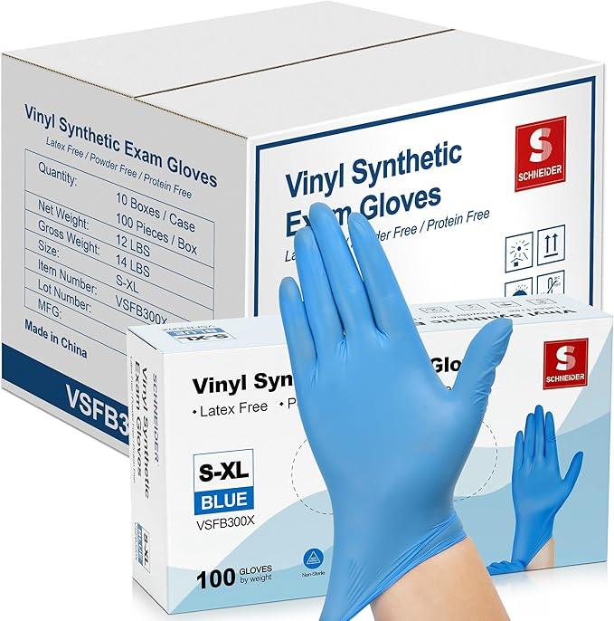Schneider Vinyl Synthetic Exam Gloves, 4 Mil, Latex Free Disposable Gloves for Medical, Cooking, Cleaning, and Food Prep,1000 - NeatNest