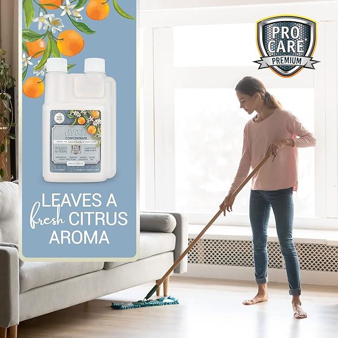ProCare Citrus Floor Cleaner Concentrate (Made in USA) | Vinyl, Wood, Tile, Stone & Laminate Floor Cleaner For Mopping, Household Supplies, Cleaning Solution Concentrate For Kitchen & Bathroom - 8oz - NeatNest