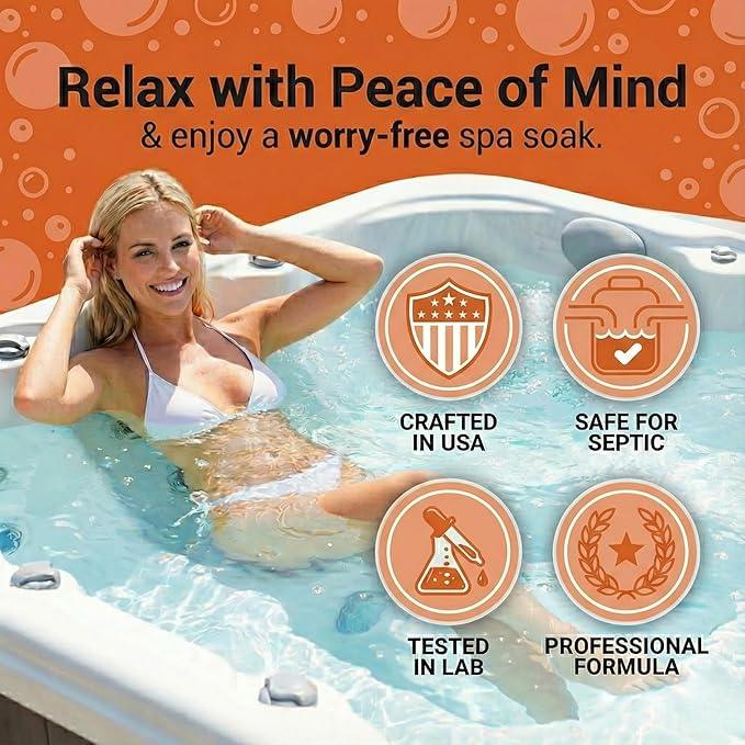 Spa Chemicals for Hot Tub – 5-in-1 Hot Tub Maintenance Kit & Cleaner – Inflatable Hot Tub Accessories for Adults – Outdoor Spa Clarifier – Helps Remove Scum & Cloudy Water – Made in USA – 16oz - NeatNest