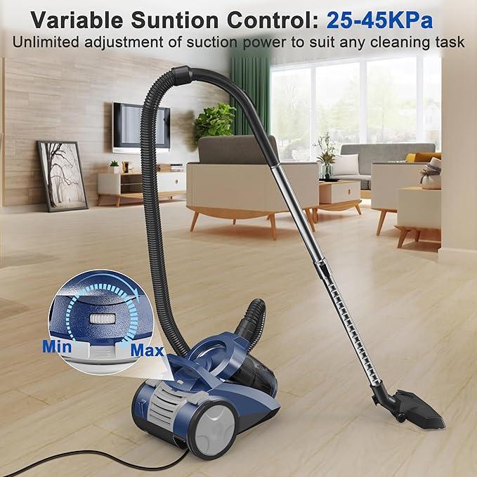 Canister Vacuum Cleaner 45KPa Power Bagless Canister Vacuums for Home with 5 Tools 4.5QT Dust Cup Double HEPA Filter Lightweight Multi-Surface Vacuum Cleaners for Carpet Hard Floor Pet Hair - NeatNest