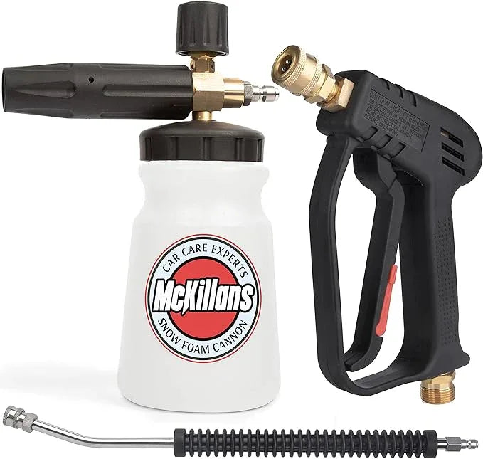 McKillans Professional Wide Mouth Snow Foam Detailing Kit Complete with M22 Washer Gun and Rinsing Wand with 1/4” Quick Connect - NeatNest