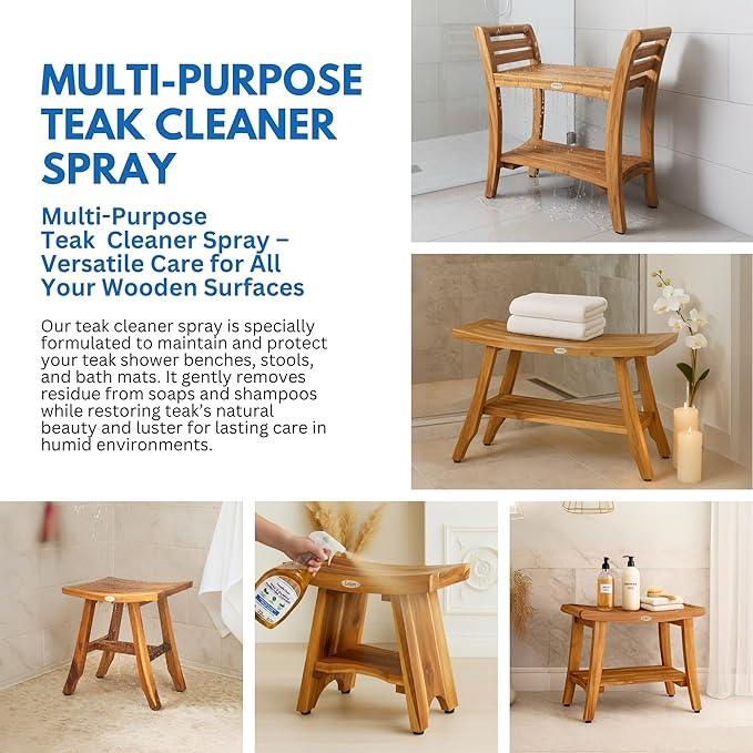 EcoDecors Teak Cleaner Protective Teak Wood Restorer Eco Household Wood Furniture Cleaner Spray bottle For Hardwood & Bamboo Furniture – Certified EPA Safer Choice - 32 oz - NeatNest