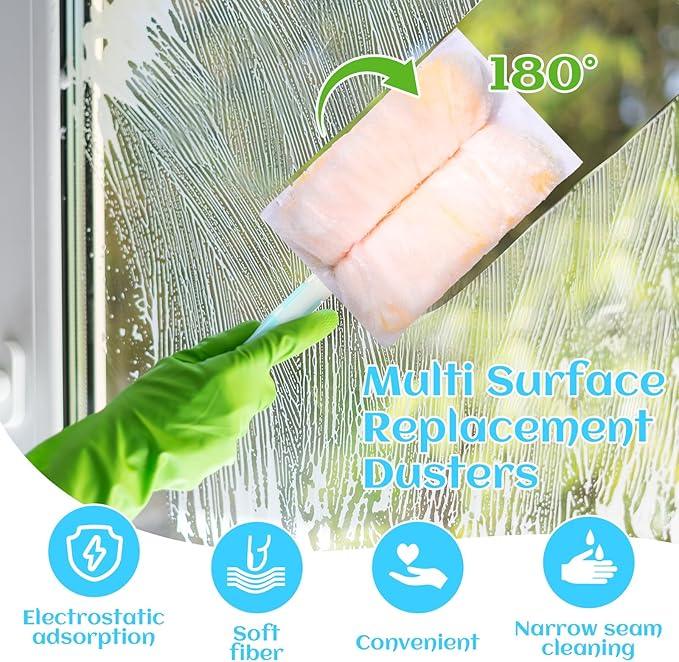 Mimorou 300 Pcs Disposable Dusters Refills Bulk Heavy Duty 180° Multi Surface Replacement Dusters for Cleaning Ceiling Fan with Microfibers Unscented (Light Colors) - NeatNest