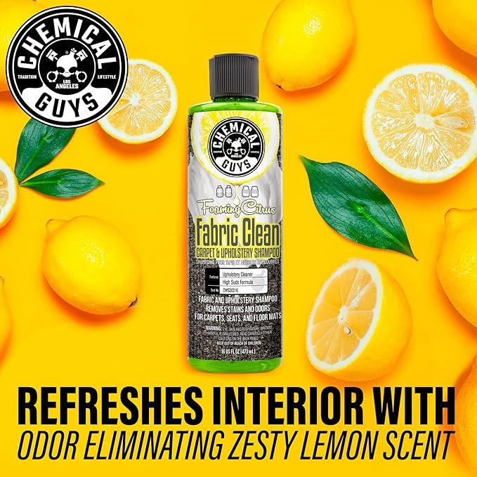 Chemical Guys CWS203 Foaming Citrus Fabric Clean Carpet & Upholstery Cleaner (Car Carpets, Seats & Floor Mats), Safe for Cars, Home, Office, & More, 128 fl oz (1 Gallon), Citrus Scent - NeatNest