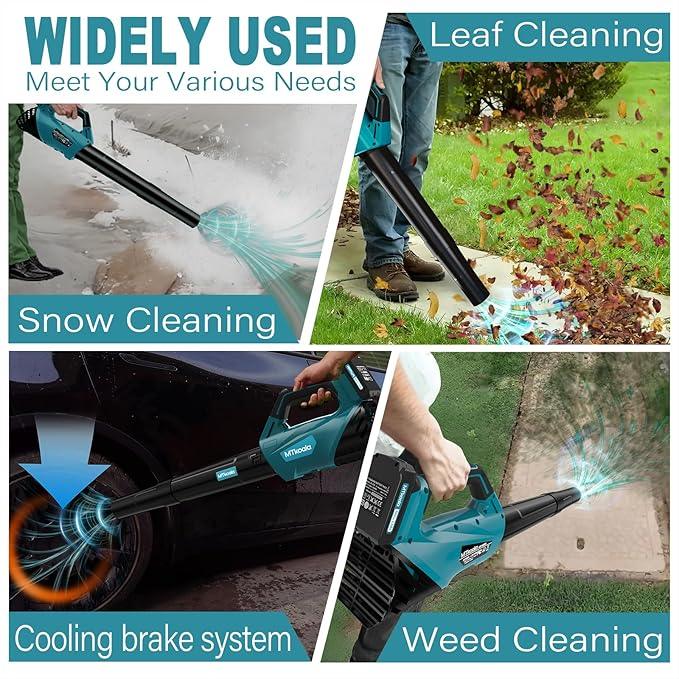 2025 Upgrade Leaf Blower,Leaf Blower Cordless with 2 * 2.6AH Batteries and Fast Charger, 450CFM &150MPH and 2 Speed Mode, Lightweight Electric Leaf Blowers for Lawn,Yard, Leaves, Dust,Snow Care (BLUE) - NeatNest