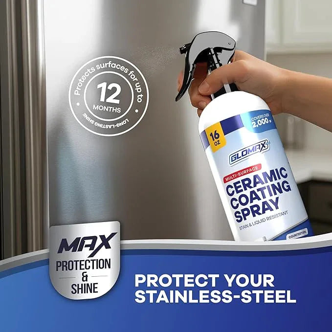 Home Ceramic Coating Spray Kit (16 oz) - Shine, Seal & Protect Stainless Steal, Glass, Kitchen & Bath Surfaces - Extremely Hydrophobic - Repels Stains & Grime - Includes 2 Micro Fiber Towels - NeatNest