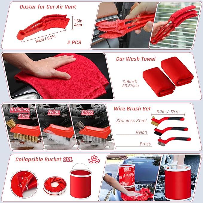 43PCS Car Detailing Kit Interior Cleaner, Auto Detailing Kit, Car Vacuum Car Interior Detailing Kit, Car Wash Kit with Bucket Detailing Brush Set Car Accessories for Motorcycle, Cars, Bikes, Wheels - NeatNest