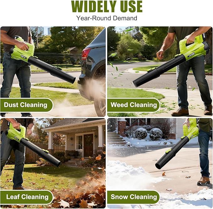 Leaf Blower, Powerful Electric Cordless Leaf Blowers with 2 x 4.0Ah Battery and Charger, Portable Handheld Battery Powered Leaf Blower, Lightweight Blowers for Lawn Care, Garden, Outdoor, Patio, Yard - NeatNest
