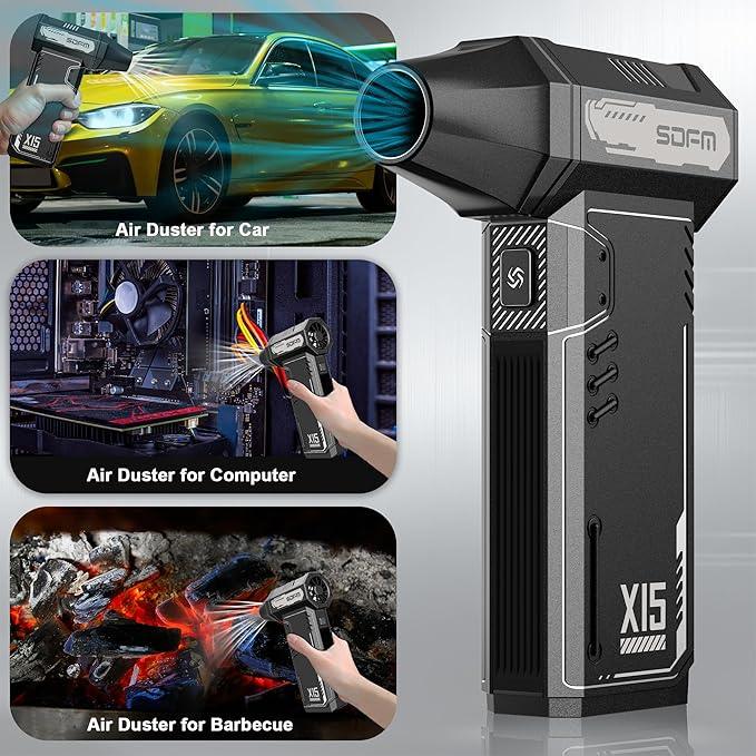 SDFM Compressed Air Duster - 180,000 RPM Snow Blower - with Brushless Motor, 3-Gear Adjustable Air Duster - for Keyboard, PC, Car, Air Bed, and Home Cleaning (X15) - NeatNest