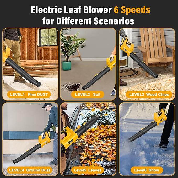 Leaf Blower, 20V Leaf Blower Cordless with 2 X 6.0Ah Batteries and Charger Included, 540CFM 170MPH & 6 Speed Mode, Handheld Electric Leaf Blower for Lawn Care, Yard, Garden and Dust - NeatNest