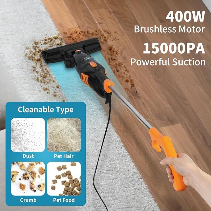 Corded Vacuum Cleaner, 12 in 1 Ultra-Lightweight Vacuum Cleaners for Home 15KPa Powerful Suction Stick Vacuum with Washable HEPA Filter for Home, Car, Pet Hair, Carpet, Hard Floor - NeatNest