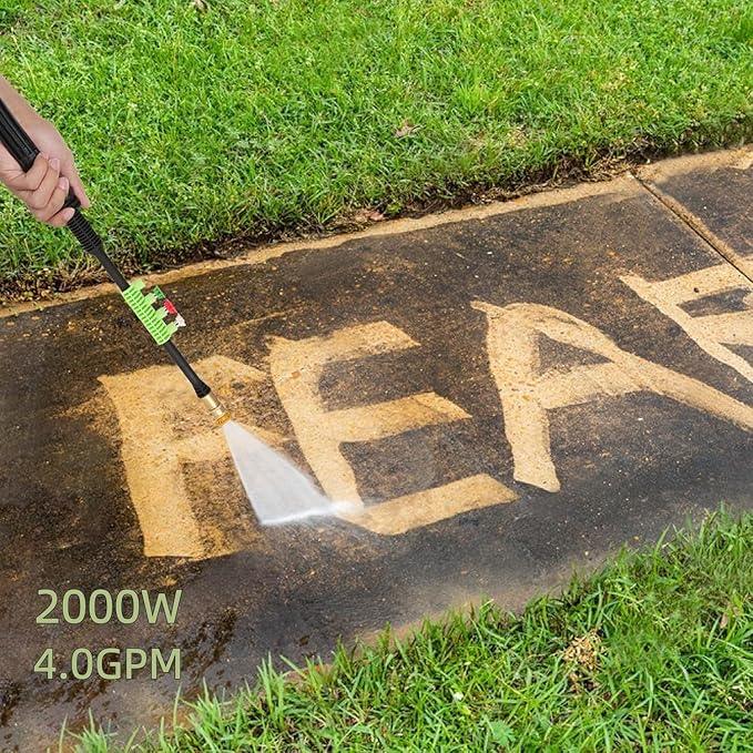 Electric Pressure Washer, 5000 PSI 4.0 GPM Heavy Duty Power Washer with Foam Cannon, 4 Nozzle Tips,33FT Hose and Soap Bottle for Home/Cars/Driveways/Patios/Decks/Fences,Dark Green - NeatNest