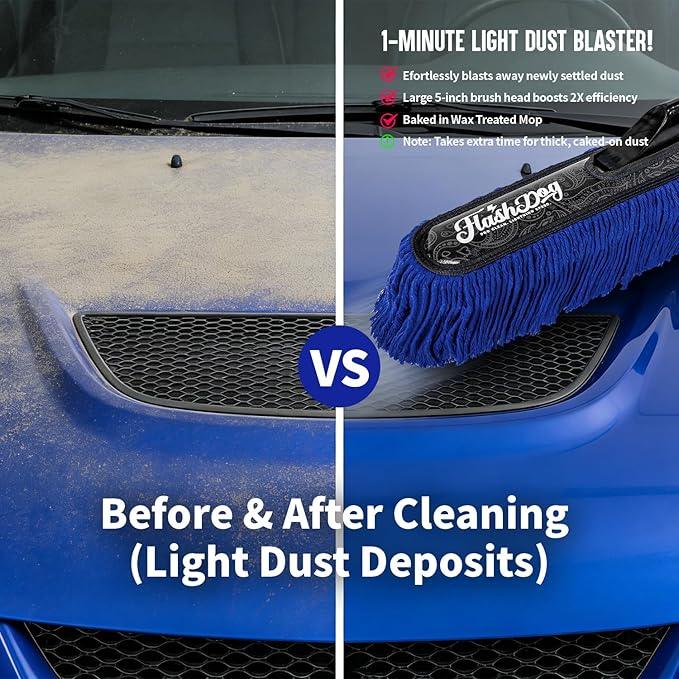 Flash Dog Wood Car Duster & Interior Brush Kit | Scratch-Free Waterless Exterior/Interior Cleaning for Car, SUV, Truck, RV | Waxed Cotton & Microfiber - NeatNest