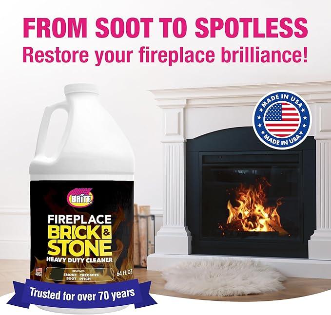 Quick 'n Brite Fireplace Gel Cleaner for Brick, Stone, Rock, Tile, and Marble, Nonabrasive Fireplace Cleaner, Made in the USA, 64oz - NeatNest