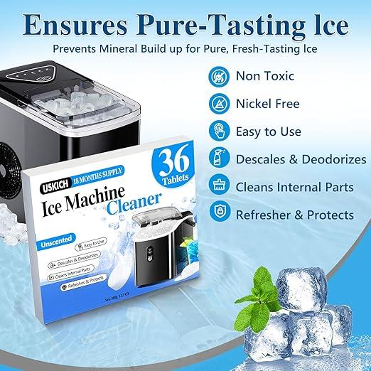 Ice Machine Cleaner Descaler Tablets-36Pack Ice Maker Cleaner Compatible with Frigidaire, Opal, GE Profile, Kitchenaid, Nickel Safe Scale Remover for Countertop, Nugget Ice Makers - NeatNest