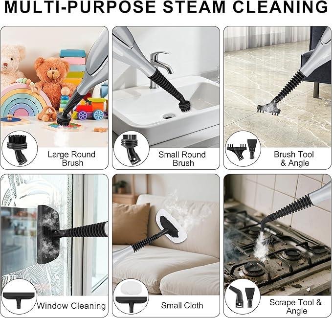 Steam Mop, 11-in-1 Powerful Handheld Steam Cleaner with 11.8 OZ Removable Tank, Detachable Steam Mops for Floor Cleaning with 23FT Power Cord, MultiPurpose Steamer for Hardwood Tile Carpets Furniture - NeatNest