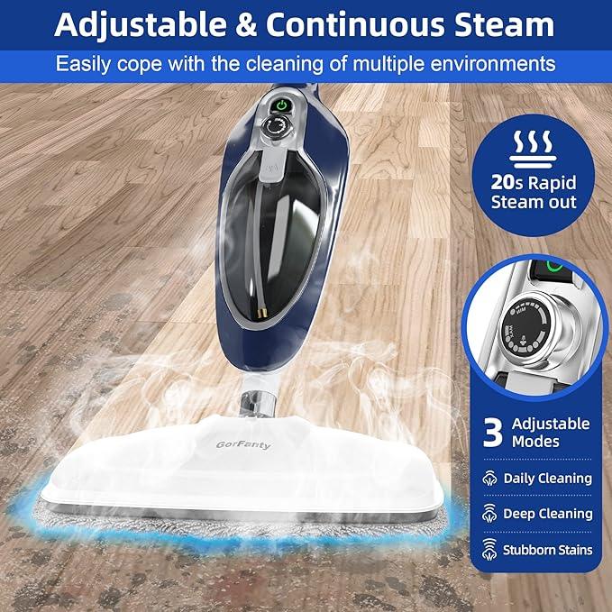 Steam Mop - 10-in-1 Floor Steamer Detachable MultiPurpose Handheld Steam Cleaner for Hardwood/Tile/Laminate All Floors Carpet Cleaning with 11 Accessories for Whole Home Use(Blue). - NeatNest
