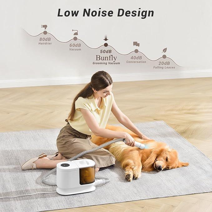 Bunfly Dog Grooming Kit & Dog Hair Vacuum, 3.5L Capacity Pet Grooming Vacuum with 13000kpa Strong Suction 99% Pet Hair,17 Tools Shedding Pet Hair, Home Cleaning -White - NeatNest