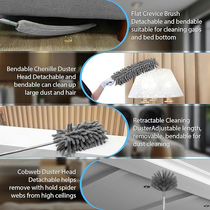 THINKWORK Microfiber Duster for Cleaning Car Cleaning Kit, Car Interior Detailing Kit with High Power Handheld Vacuum Cordless, Ceiling & Fan Duster for Home Cleaning - NeatNest