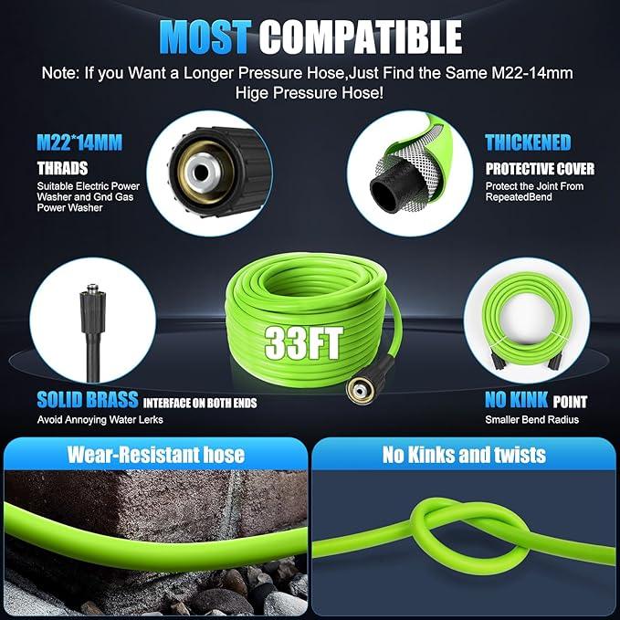 Power Cleaner 5000 PSI with 4 Nozzles and 33ft Hose, Foam Cannon - NeatNest