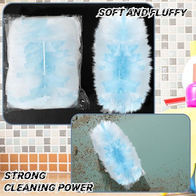 Vesici 300 Pcs Duster Refills Compatible with Swiffer Dusters Bulk Disposable Replacement Thickened with 1 Handle Heavy Duty for Cleaning, Office (Blue) - NeatNest