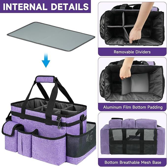 Cleaning Caddy Bag,Large Cleaning Supplies Organizer with Handle for Housekeepers,Purple - NeatNest