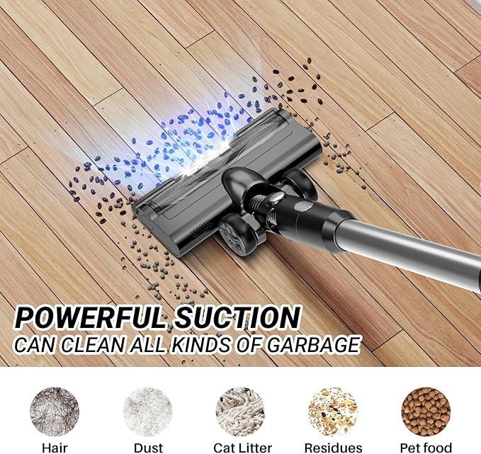 Cordless Vacuum Cleaner for Home, 8-in-1 Lightweight Stick Vacuum with 45Mins Runtime, Powerful Suction, Anti-Tangle, Rechargeable Cordless Vacuum for Hardwood Floor Carpet Pet Hair, N502 - NeatNest