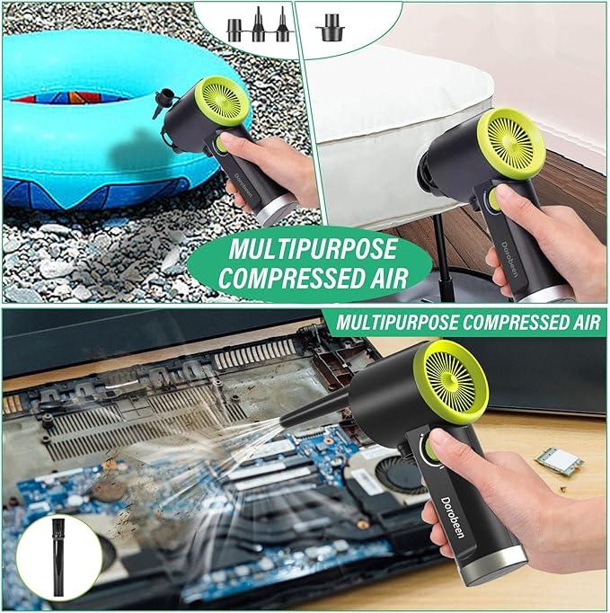 DOROBEEN Compressed Air Duster, Cordless Handheld Air Blower, Stepless Speed, 41000RPM, Portable Rechargeable Built-in Battery, Electric Air Duster for Computer Keyboard Electronics Cleaning - NeatNest