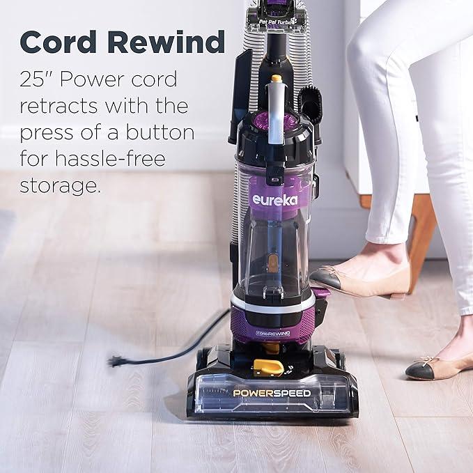 Eureka Powerful Lightweight Upright Vacuum Carpet and Floor, PowerSpeed NEU202 with Automatic Cord Rewind, Purple - NeatNest