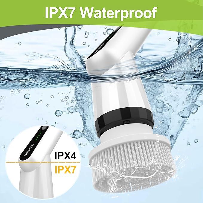 WKY-Electric Spin Scrubber - Upgraded 10-in-1 IPX7 Waterproof Shower Scrubber, Retractable Handle & 2-Speed for Toilet, Bathroom, Bathtub, Tile Floors - NeatNest
