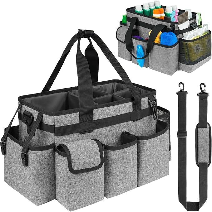Cleaning Caddy,Cleaning Bag for Housekeepers,Cleaning Supplies Organizer with Handle,Gray - NeatNest