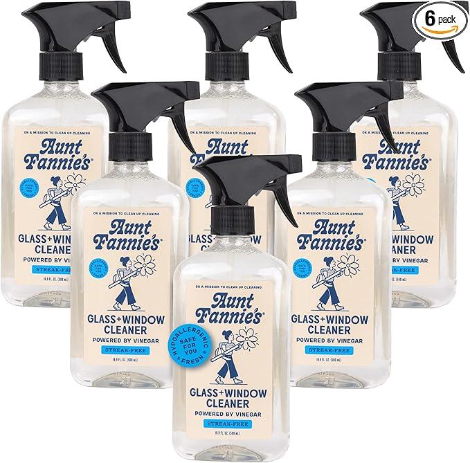 Aunt Fannie's Glass & Window Cleaning Vinegar Spray, Natural Streak-Free Spray, 16.9 Ounces (Pack of 6) - NeatNest