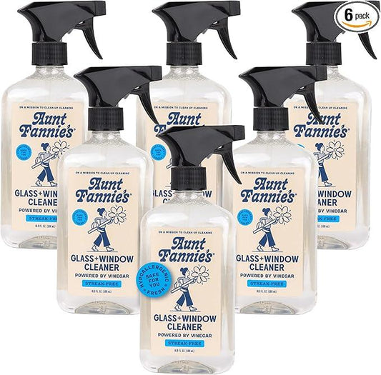 Aunt Fannie's Glass & Window Cleaning Vinegar Spray, Natural Streak-Free Spray, 16.9 Ounces (Pack of 6) - NeatNest