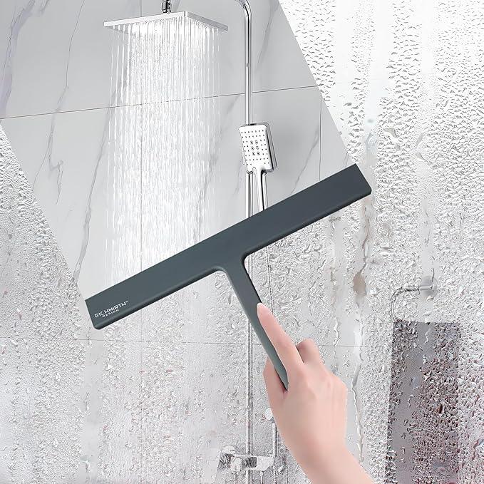 Shower Squeegee for Glass Doors, RICHMIRTH 11" Inch Width Silicone Rubber Blade Squeegee Window Cleaner Tool Squeegee for Shower Glass Doors Bathroom Mirror Car Window Tile - Gray - NeatNest