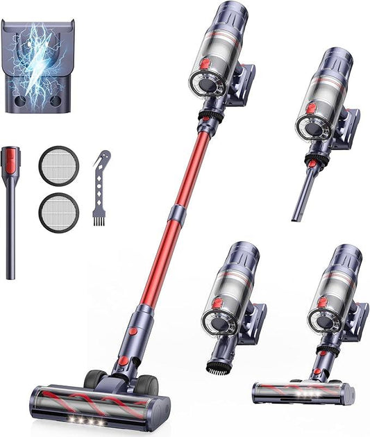 Cordless Vacuum Cleaner, 600W 50Kpa 65Mins Vacuum Cleaners for Home, Stick Vacuum with Self-Standing, Touch Screen, Vacuum Cleaner with Charging Station for Hard Floor Carpet Car Pet - NeatNest