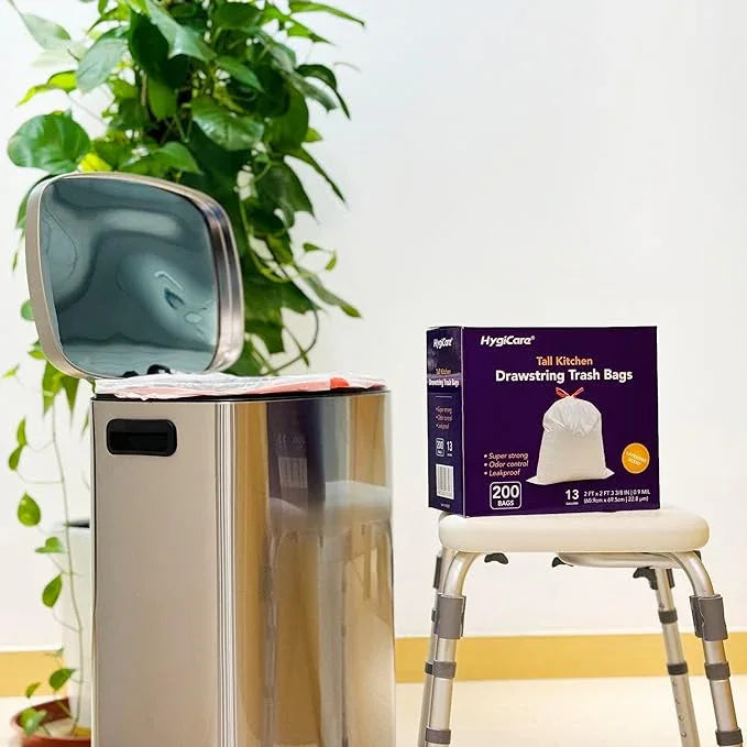13 Gallon Tall Kichen Trash Bags, Lavender Scented 200 Count Drawstring Garbage Bags, Pre-Separated, Odor Control, Ultra Strong, Leakproof, Sturdy, White - NeatNest