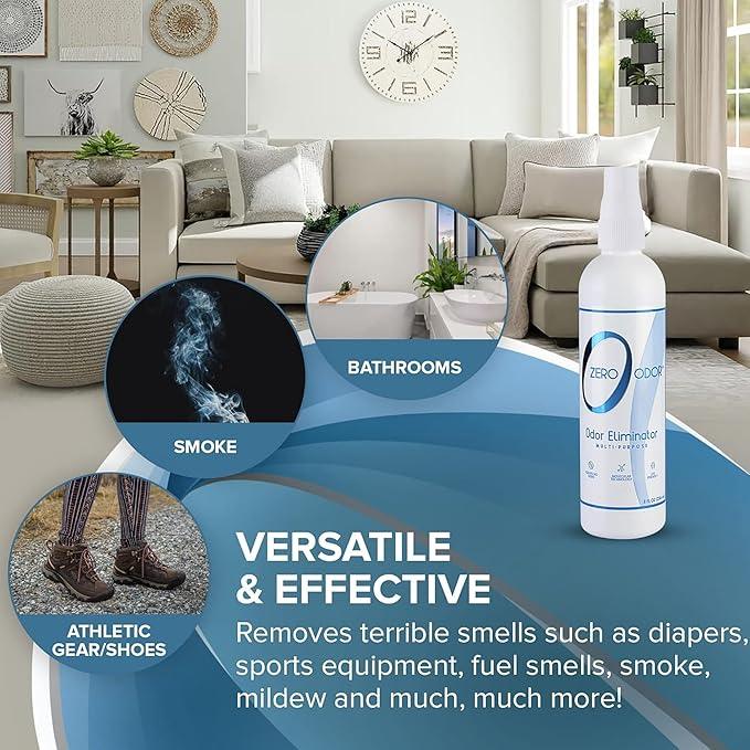 Zero Odor Multi-Purpose Odor Eliminator - Eliminate Air & Surface Odor – Patented Technology Best for Bathroom, Kitchen, Fabric, Closet- Smell Great Again, 8oz (Over 1000 Sprays) - NeatNest