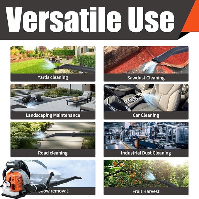 65CC Backpack Gas Powered Leaf Blower 884 CFM 3.8 HP 2-Cycle Grass Lawn Blower Air Cooling, Low Vibration and Ergonomic Design for Outdoor Gard Yard Cleaning and Snow Removal - NeatNest