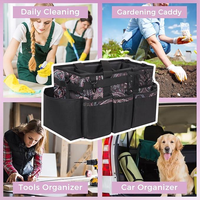 Wearable Cleaning Caddy, Cleaning Caddy Supplies Organizer with Handle & Shoulder Straps for Housekeepers, Under Sink & Car Cleaning Tool Organizers Bag with 4 Foldable Divider (Totem) - NeatNest